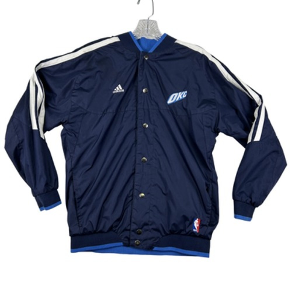 Oklahoma City Thunder Jacket‎ Youth Large Reversible NBA Adidas Snap Varsity